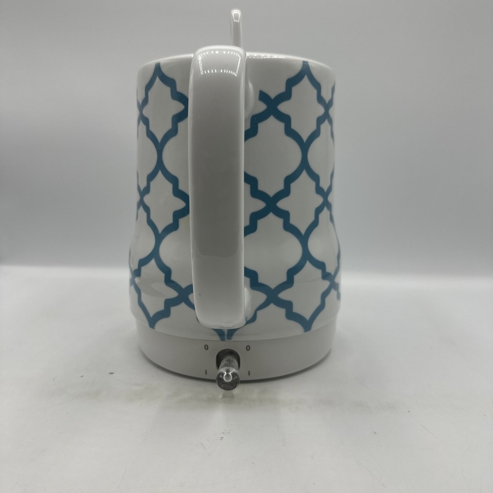 Bella Ceramic Electric Tea Kettle, Blue/White Tile Pattern, 1.2L, Pot And Lid - Picture 3 of 16